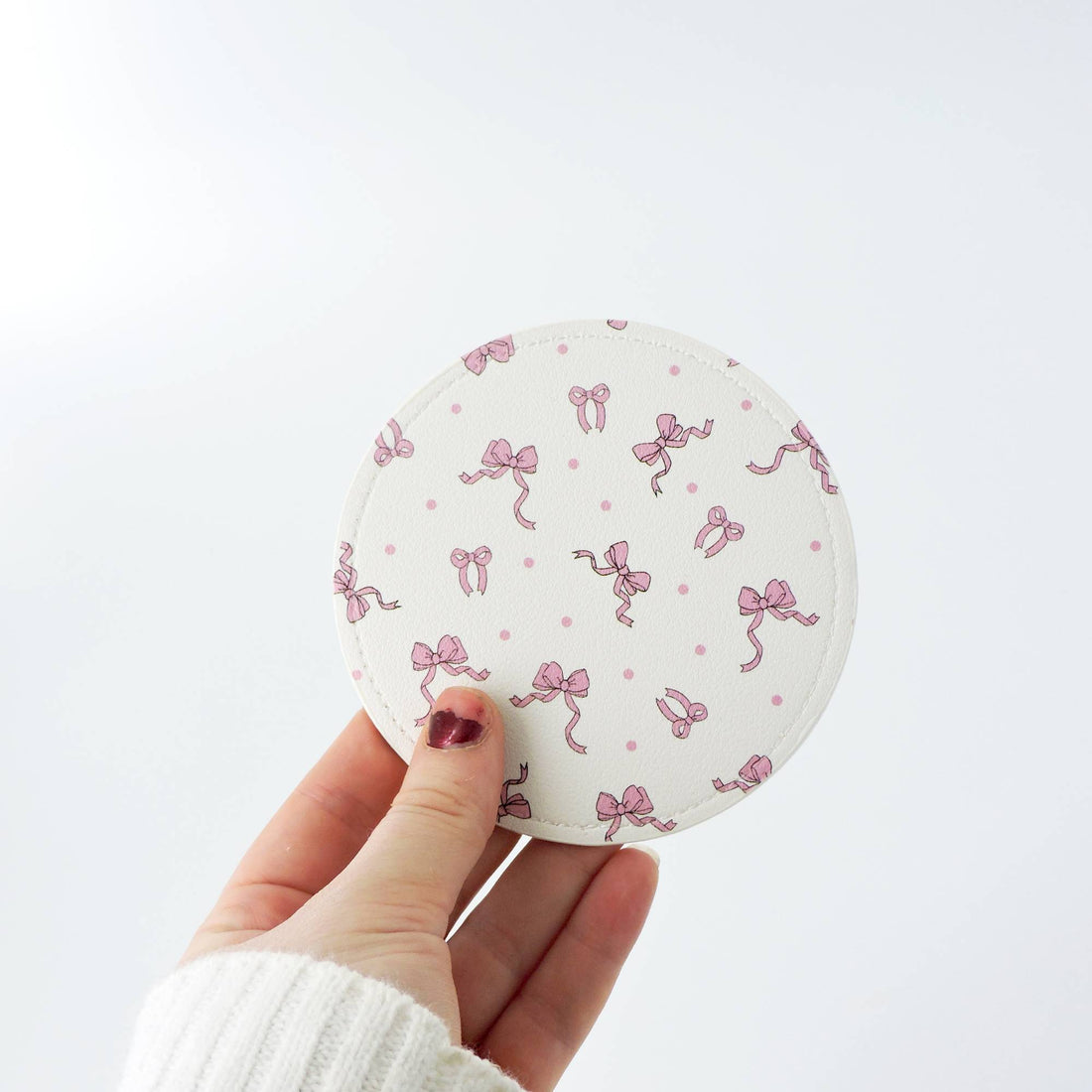 Bow &amp; Heart Car Coaster - Pink