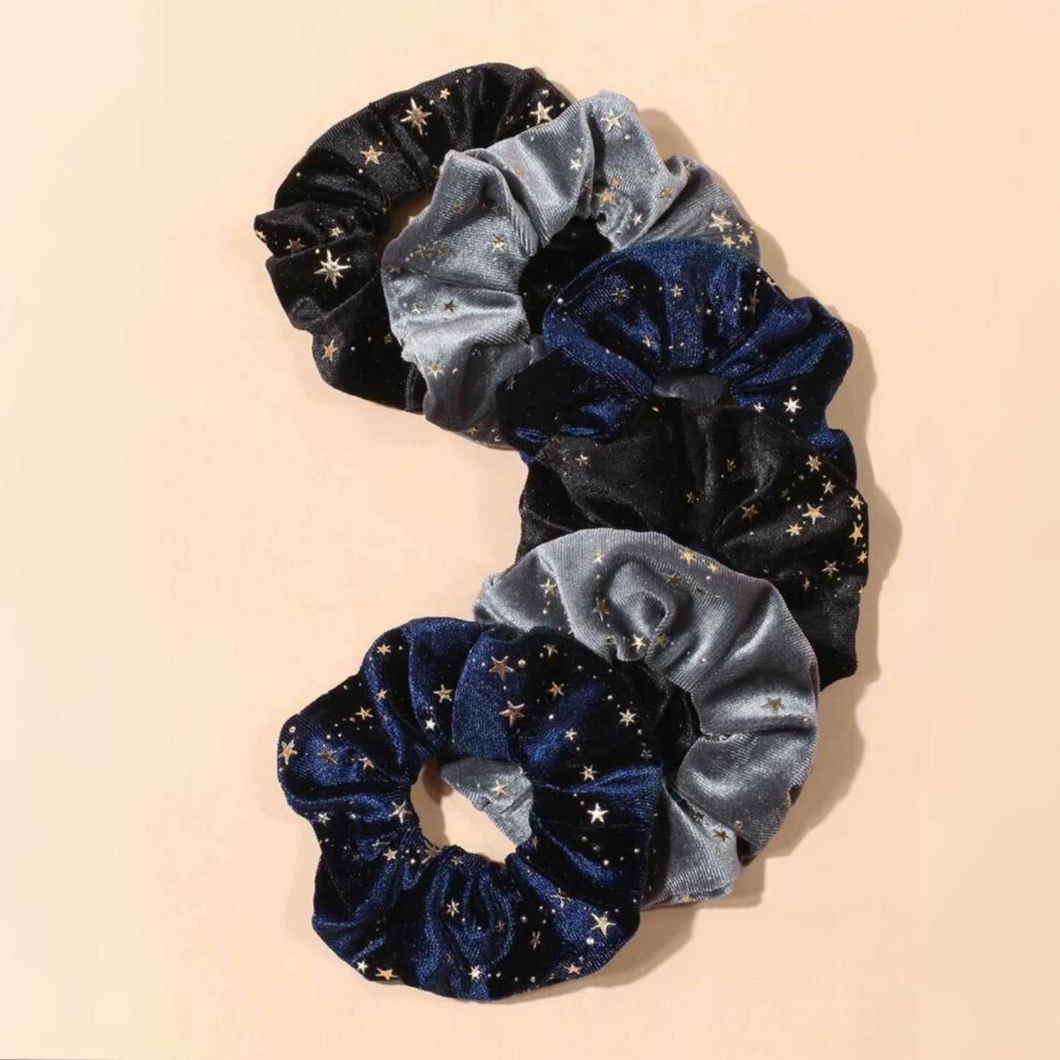 Celestial Velvet Scrunchie Set - 6 Pieces