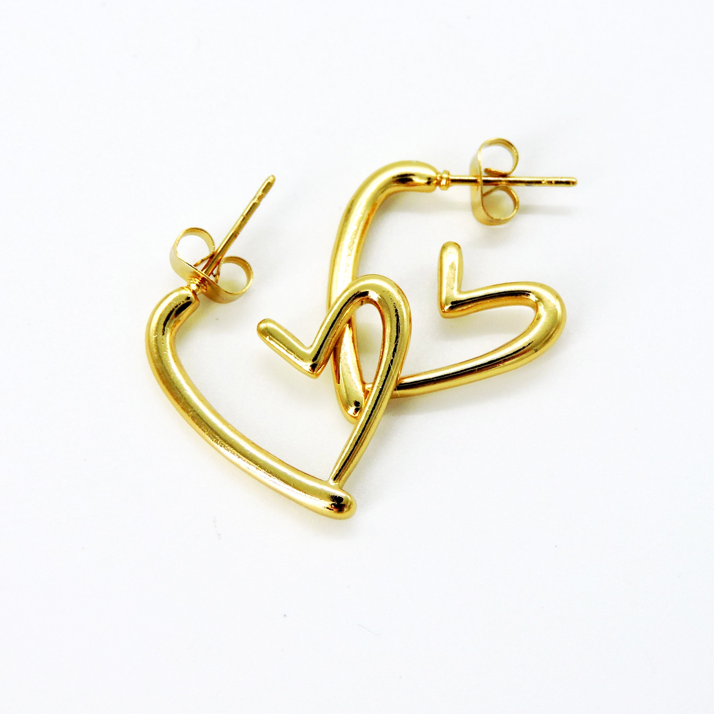 Gold Heart Earrings Charm