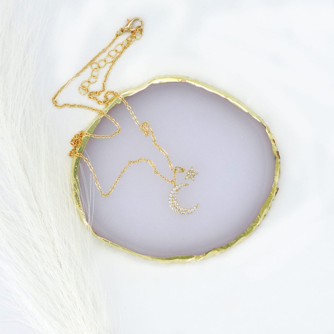 Gold Crescent &amp; Star Necklace