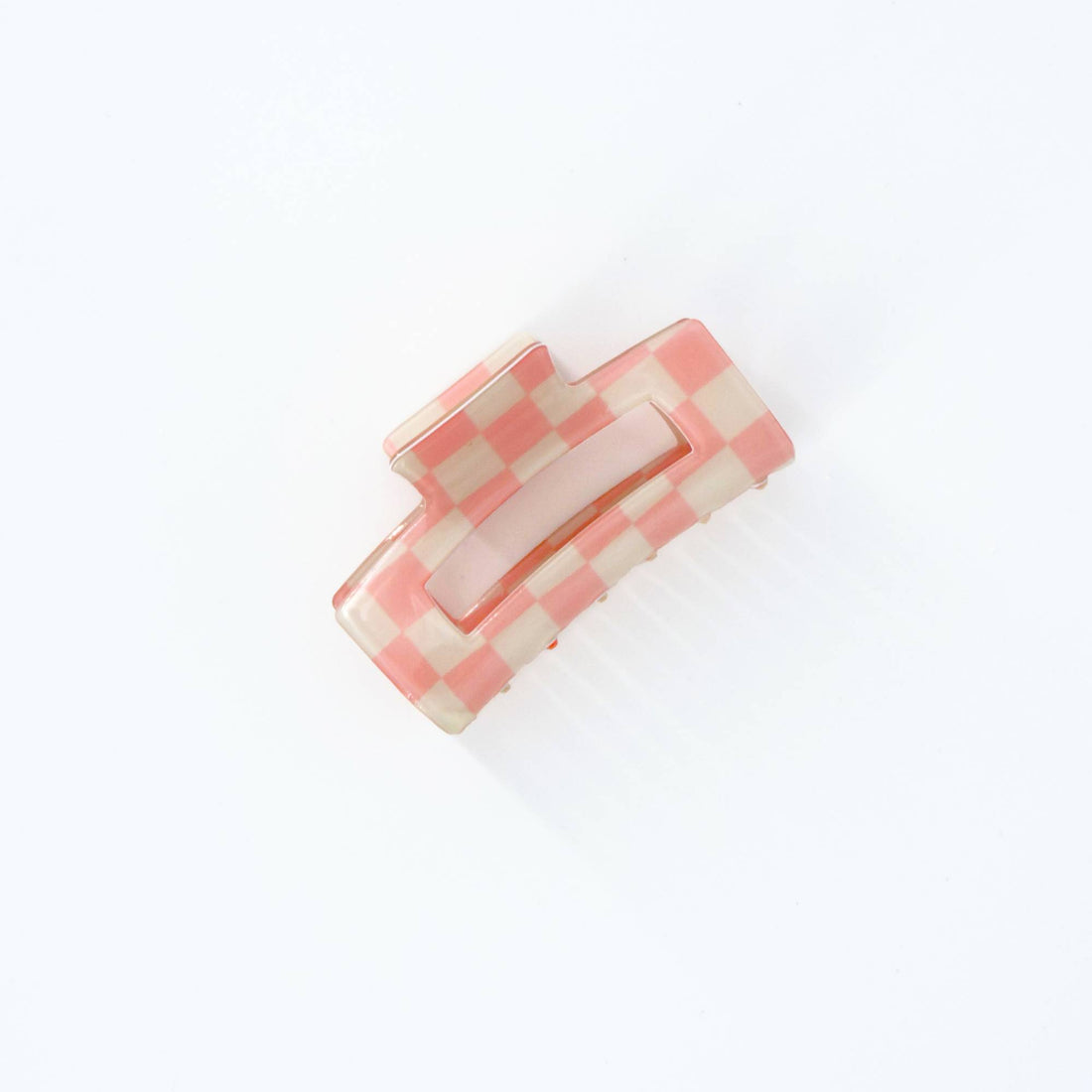 Pink Checkered Big Claw Hair Clip