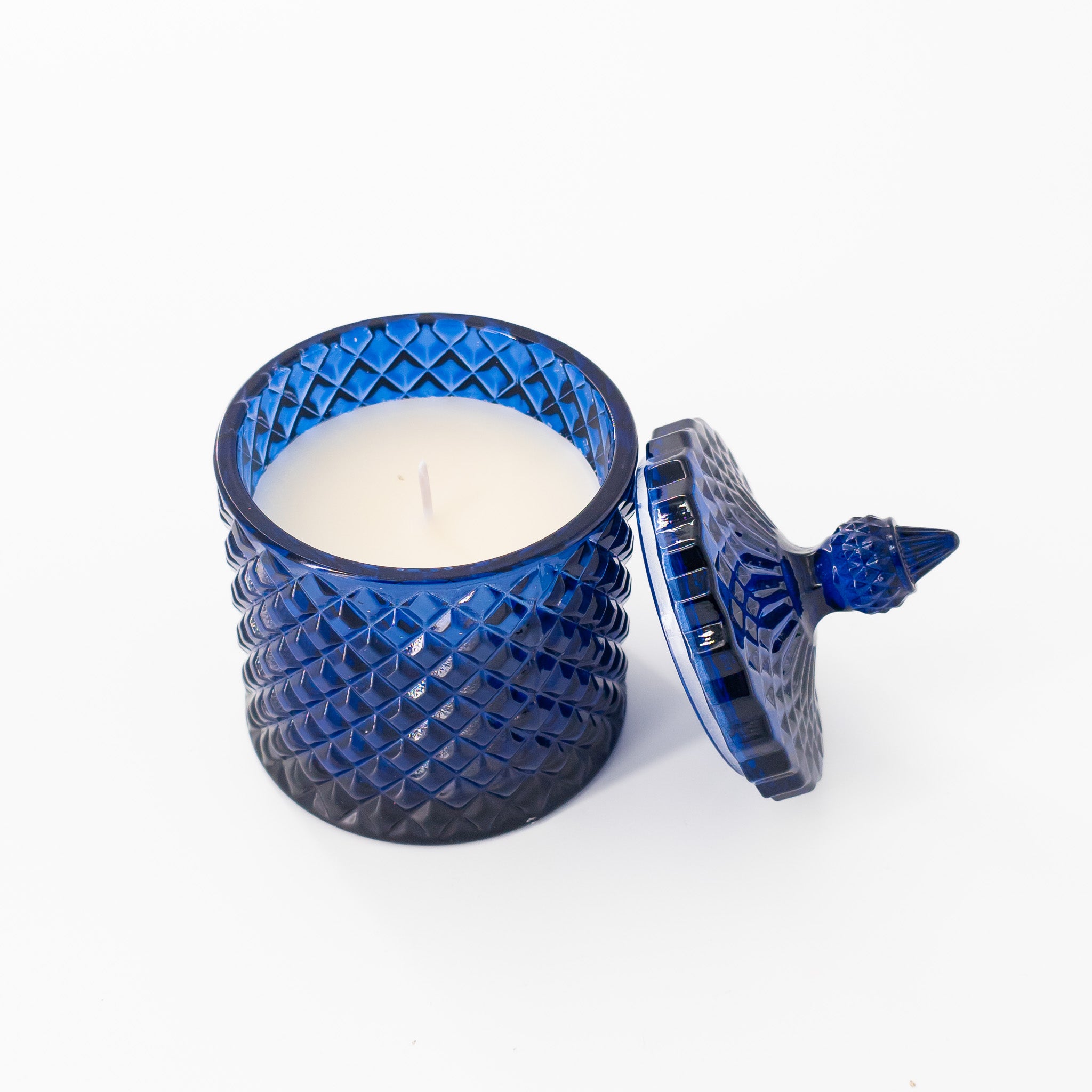 Reminisce Luxury Blue Glass Scented Candle - Blue