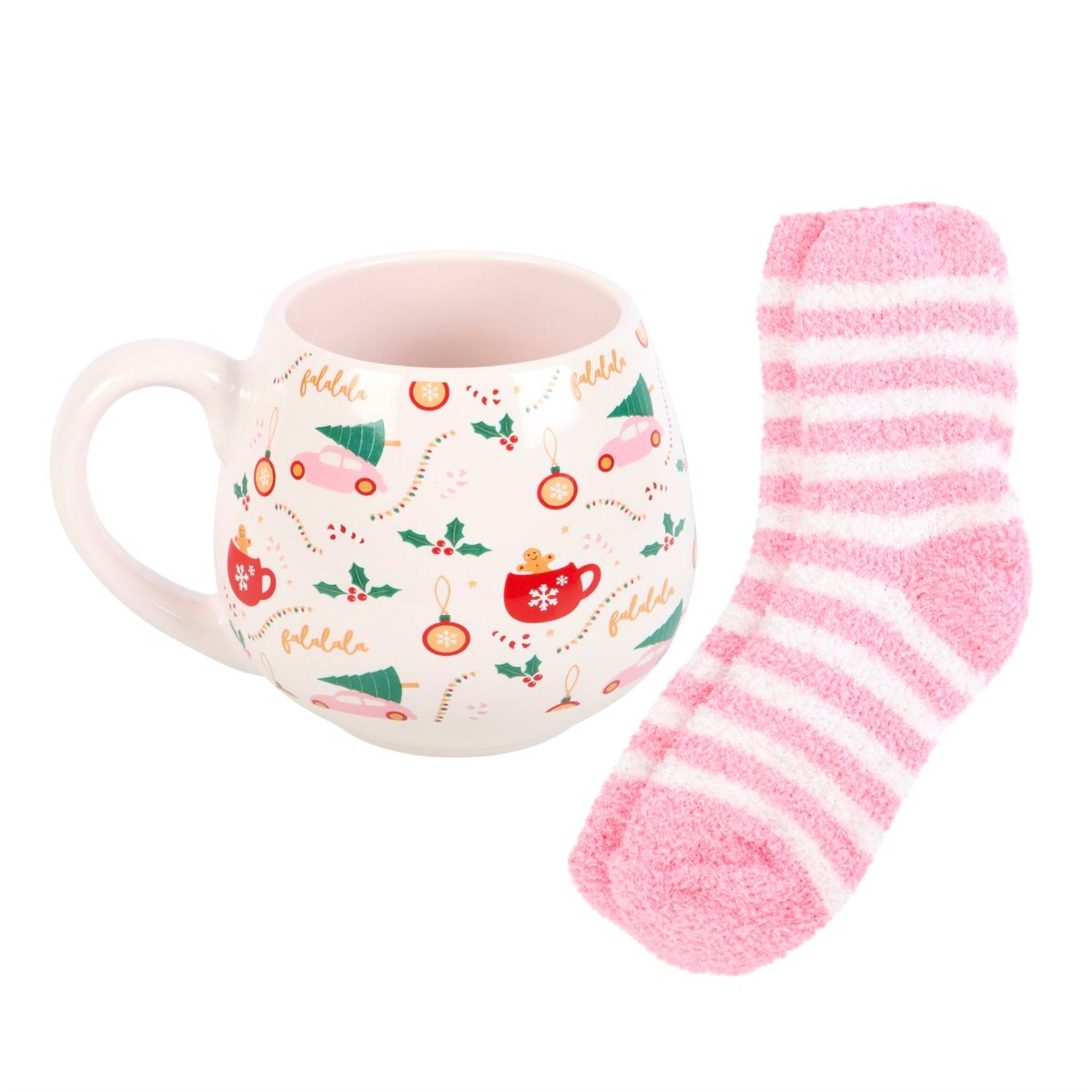 Sugarplum Christmas Print Mug &amp; Socks Set