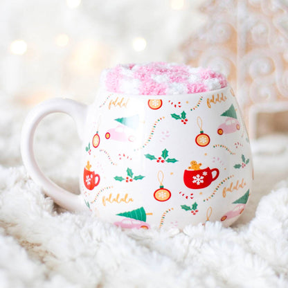 Sugarplum Christmas Print Mug &amp; Socks Set